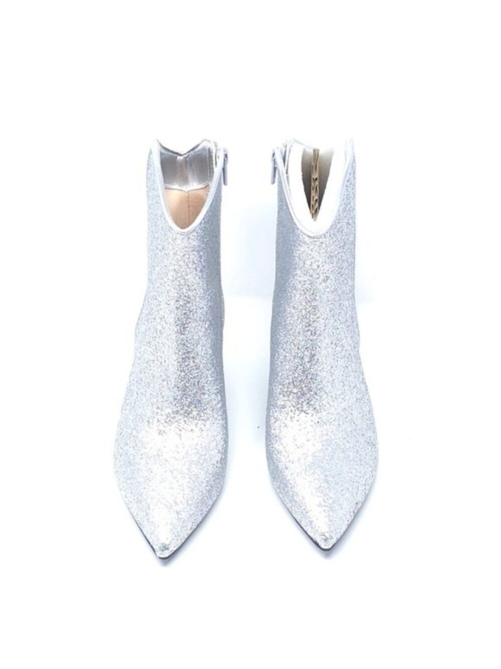 On 34th Aatirap Silver Glitter Pointed Toe Ankle Booties Size 5M - Picture 7 of 12